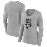 Detroit Tigers Women's Fastball Long Sleeve V-Neck T-Shirt - MLB