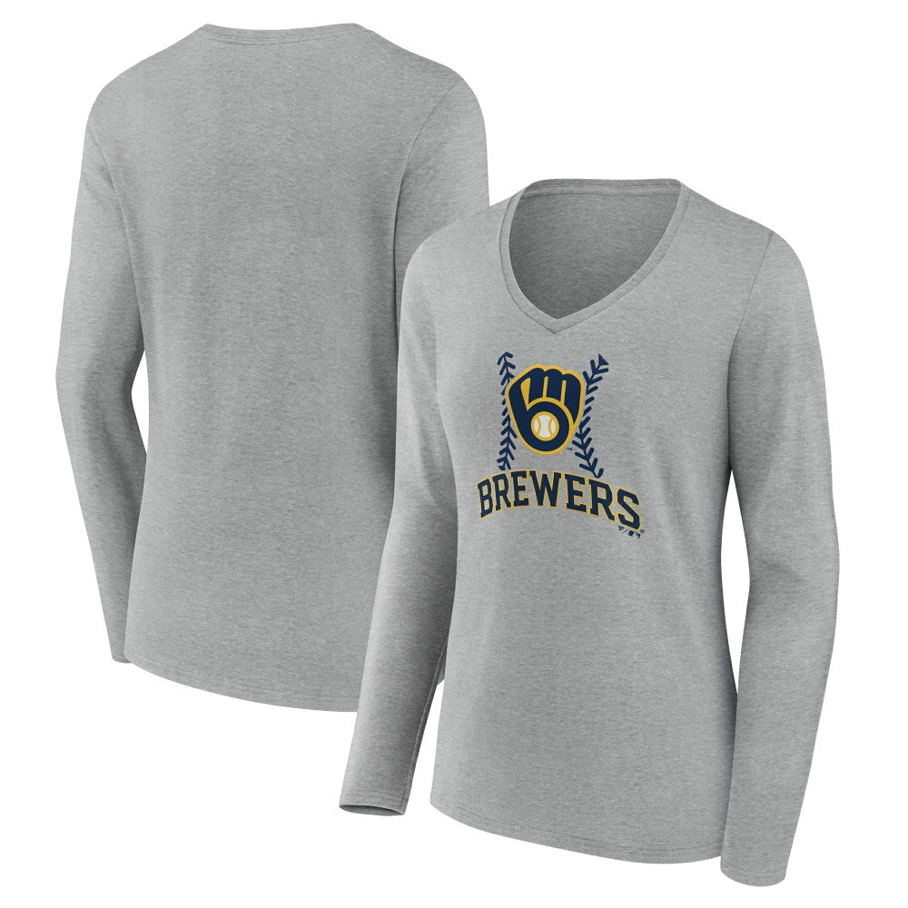 Milwaukee Brewers Women's Fastball Long Sleeve V-Neck T-Shirt - MLB