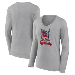 St. Louis Cardinals Women's Fastball Long Sleeve V-Neck T-Shirt - MLB