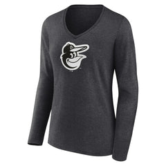 Baltimore Orioles Women's Monochrome Long Sleeve V-Neck T-Shirt - MLB