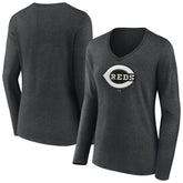Cincinnati Reds Women's Monochrome Long Sleeve V-Neck T-Shirt - MLB