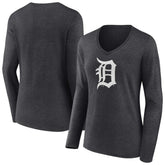 Detroit Tigers Women's Monochrome Long Sleeve V-Neck T-Shirt - MLB