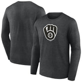 Milwaukee Brewers Monochrome Long Sleeve T-Shirt - MLB