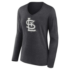 St. Louis Cardinals Women's Monochrome Long Sleeve V-Neck T-Shirt - MLB