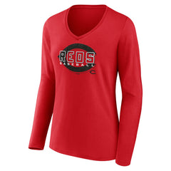 Cincinnati Reds Women's Stellar Long Sleeve V-Neck T-Shirt - MLB