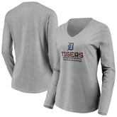 Detroit Tigers Women's Evanston Stencil Long Sleeve V-Neck T-Shirt - MLB