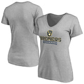 Milwaukee Brewers Women's Evanston Stencil V-Neck T-Shirt - MLB