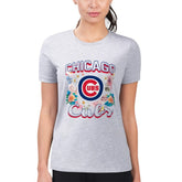 Chicago Cubs G-III 4Her by Carl Banks Women's Super-Slim Fit Lightweight Flowers Graphic T-Shirt - MLB