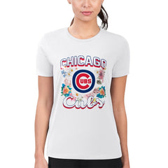 Chicago Cubs G-III 4Her by Carl Banks Women's Super-Slim Fit Lightweight Flowers Graphic T-Shirt - MLB