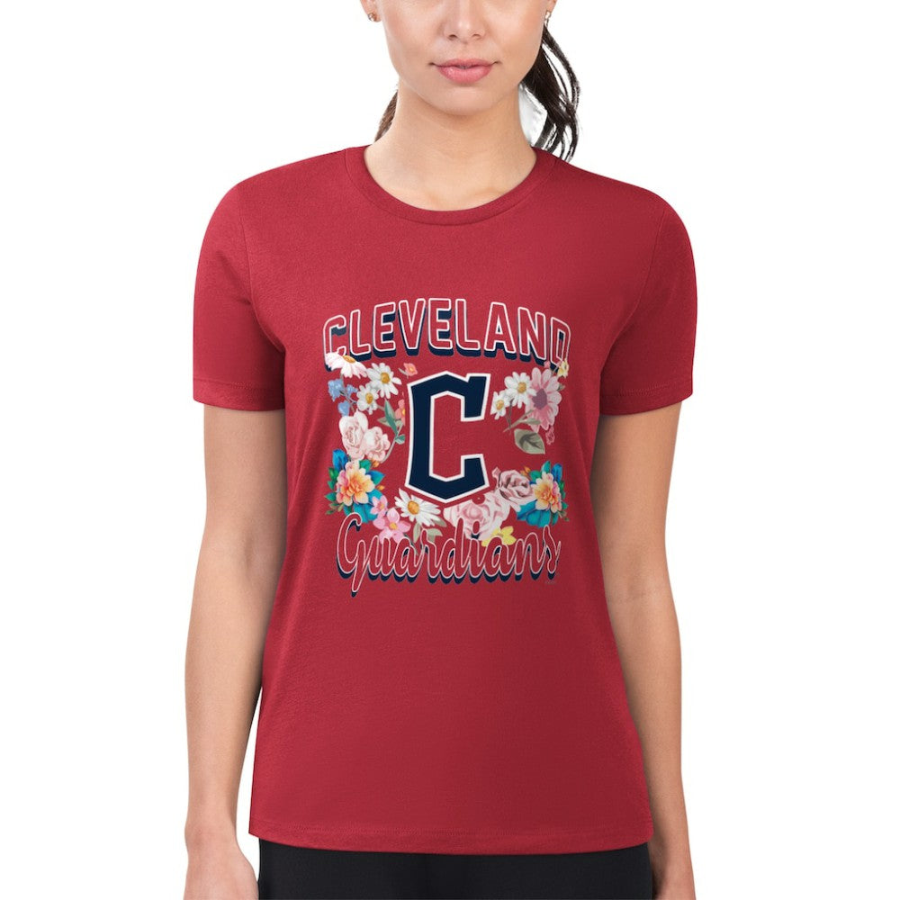 Cleveland Guardians G-III 4Her by Carl Banks Women's Super-Slim Fit Lightweight Flowers Graphic T-Shirt - MLB