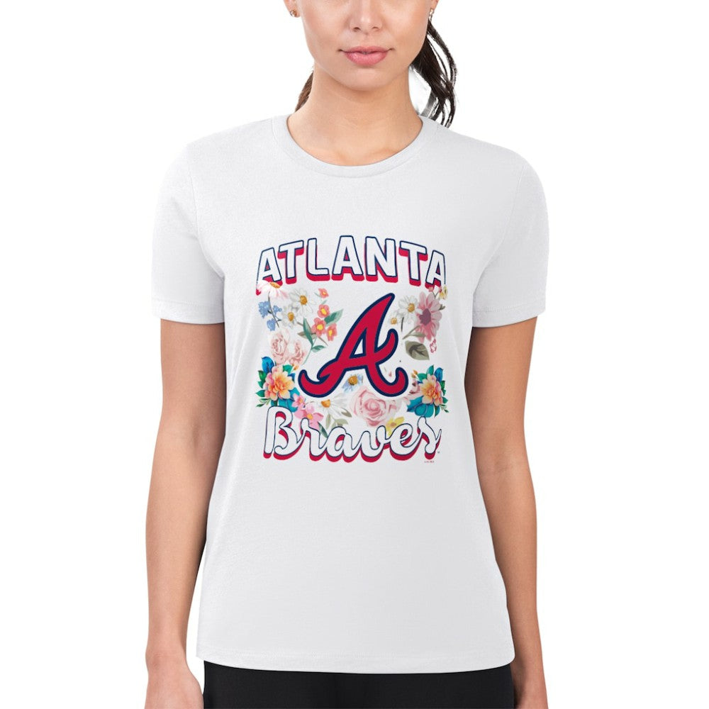 Atlanta Braves G-III 4Her by Carl Banks Women's Super-Slim Fit Lightweight Flowers Graphic T-Shirt - MLB