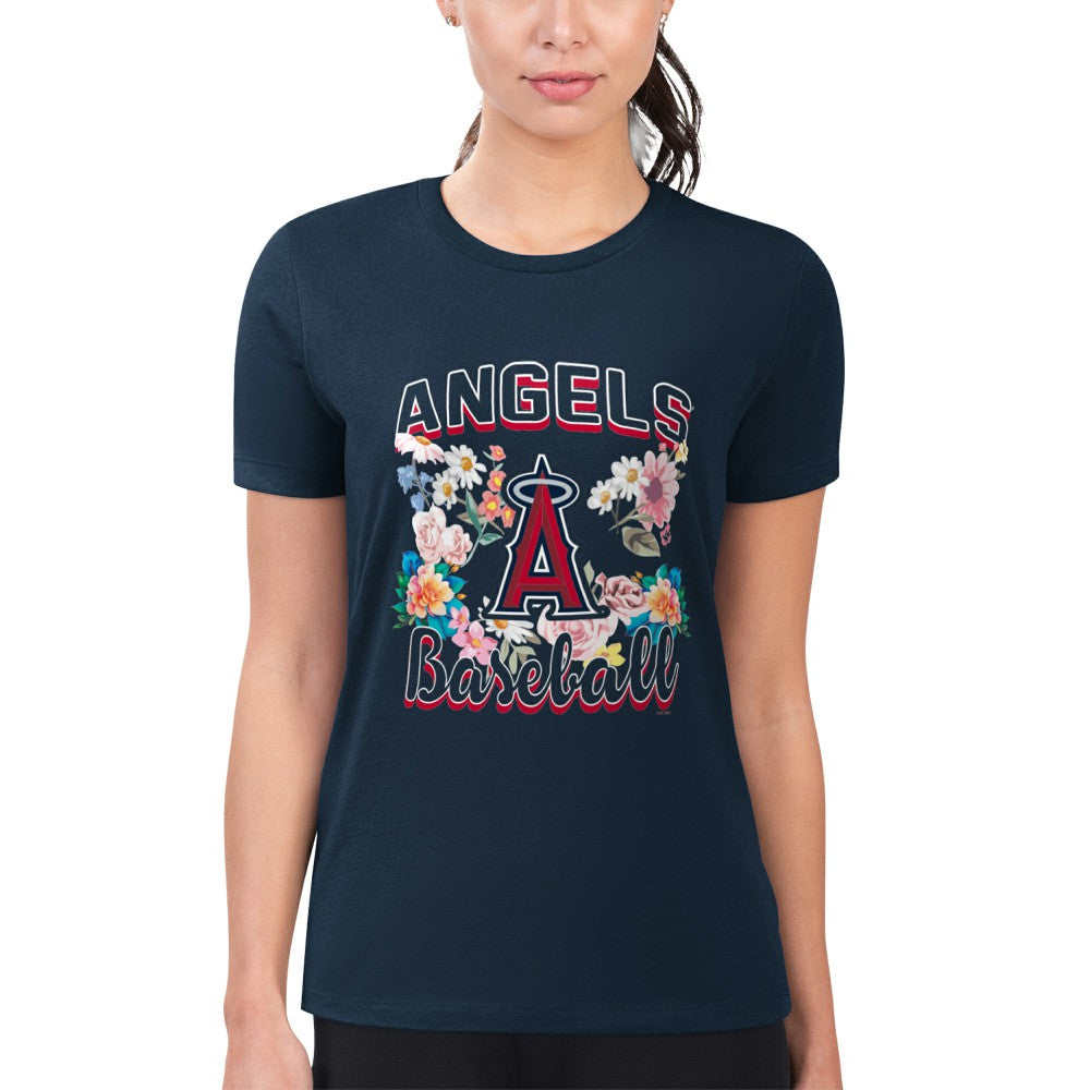Los Angeles Angels G-III 4Her by Carl Banks Women's Super-Slim Fit Lightweight Flowers Graphic T-Shirt - MLB