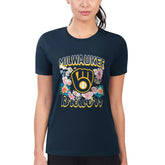 Milwaukee Brewers G-III 4Her by Carl Banks Women's Super-Slim Fit Lightweight Flowers Graphic T-Shirt - MLB