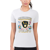 Milwaukee Brewers G-III 4Her by Carl Banks Women's Super-Slim Fit Lightweight Flowers Graphic T-Shirt - MLB