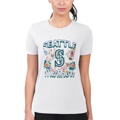 Seattle Mariners G-III 4Her by Carl Banks Women's Super-Slim Fit Lightweight Flowers Graphic T-Shirt - MLB