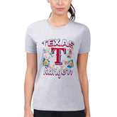 Texas Rangers G-III 4Her by Carl Banks Women's Super-Slim Fit Lightweight Flowers Graphic T-Shirt - MLB