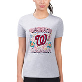 Washington Nationals G-III 4Her by Carl Banks Women's Super-Slim Fit Lightweight Flowers Graphic T-Shirt - MLB