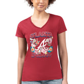 Atlanta Braves G-III 4Her by Carl Banks Women's Super-Slim Fit Lightweight Flowers Graphic V-Neck T-Shirt - MLB