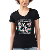 Chicago White Sox G-III 4Her by Carl Banks Women's Super-Slim Fit Lightweight Flowers Graphic V-Neck T-Shirt - MLB
