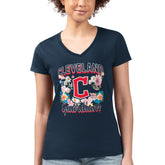 Cleveland Guardians G-III 4Her by Carl Banks Women's Super-Slim Fit Lightweight Flowers Graphic V-Neck T-Shirt - MLB