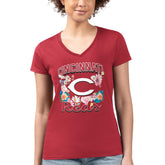 Cincinnati Reds G-III 4Her by Carl Banks Women's Super-Slim Fit Lightweight Flowers Graphic V-Neck T-Shirt - MLB