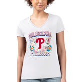 Philadelphia Phillies G-III 4Her by Carl Banks Women's Super-Slim Fit Lightweight Flowers Graphic V-Neck T-Shirt - MLB