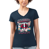 Minnesota Twins G-III 4Her by Carl Banks Women's Super-Slim Fit Lightweight Flowers Graphic V-Neck T-Shirt - MLB