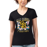 San Diego Padres G-III 4Her by Carl Banks Women's Super-Slim Fit Lightweight Flowers Graphic V-Neck T-Shirt - MLB