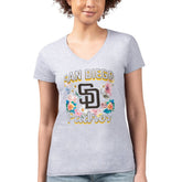 San Diego Padres G-III 4Her by Carl Banks Women's Super-Slim Fit Lightweight Flowers Graphic V-Neck T-Shirt - MLB