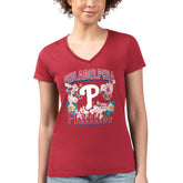 Philadelphia Phillies G-III 4Her by Carl Banks Women's Super-Slim Fit Lightweight Flowers Graphic V-Neck T-Shirt - MLB