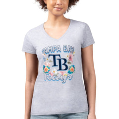 Tampa Bay Rays G-III 4Her by Carl Banks Women's Super-Slim Fit Lightweight Flowers Graphic V-Neck T-Shirt - MLB