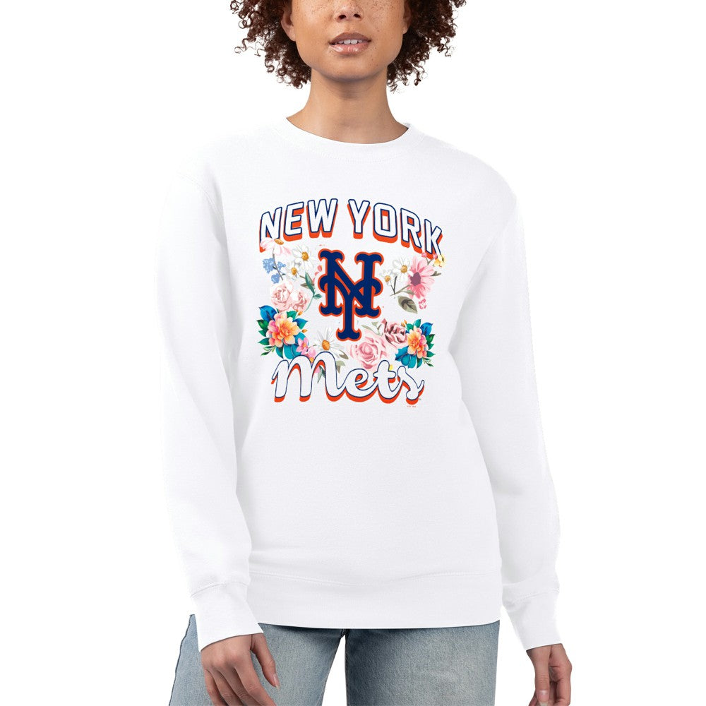 New York Mets G-III 4Her by Carl Banks Women's Flowers Graphic Pullover Sweatshirt - MLB