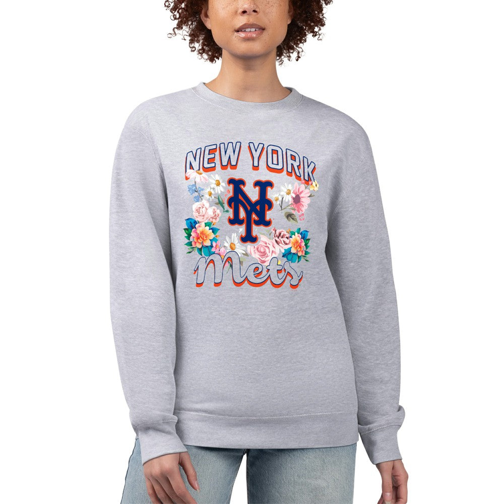 New York Mets G-III 4Her by Carl Banks Women's Flowers Graphic Pullover Sweatshirt - MLB