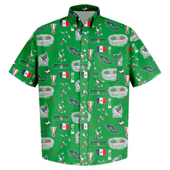 Mexico National Team Vive La Fete Impressions Artwork Button-Down Shirt Green - FIFA World CUP