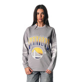 Golden State Warriors The Wild Collective Women's Bleached Tie-Dye Pullover Sweatshirt Heather Gray - NBA