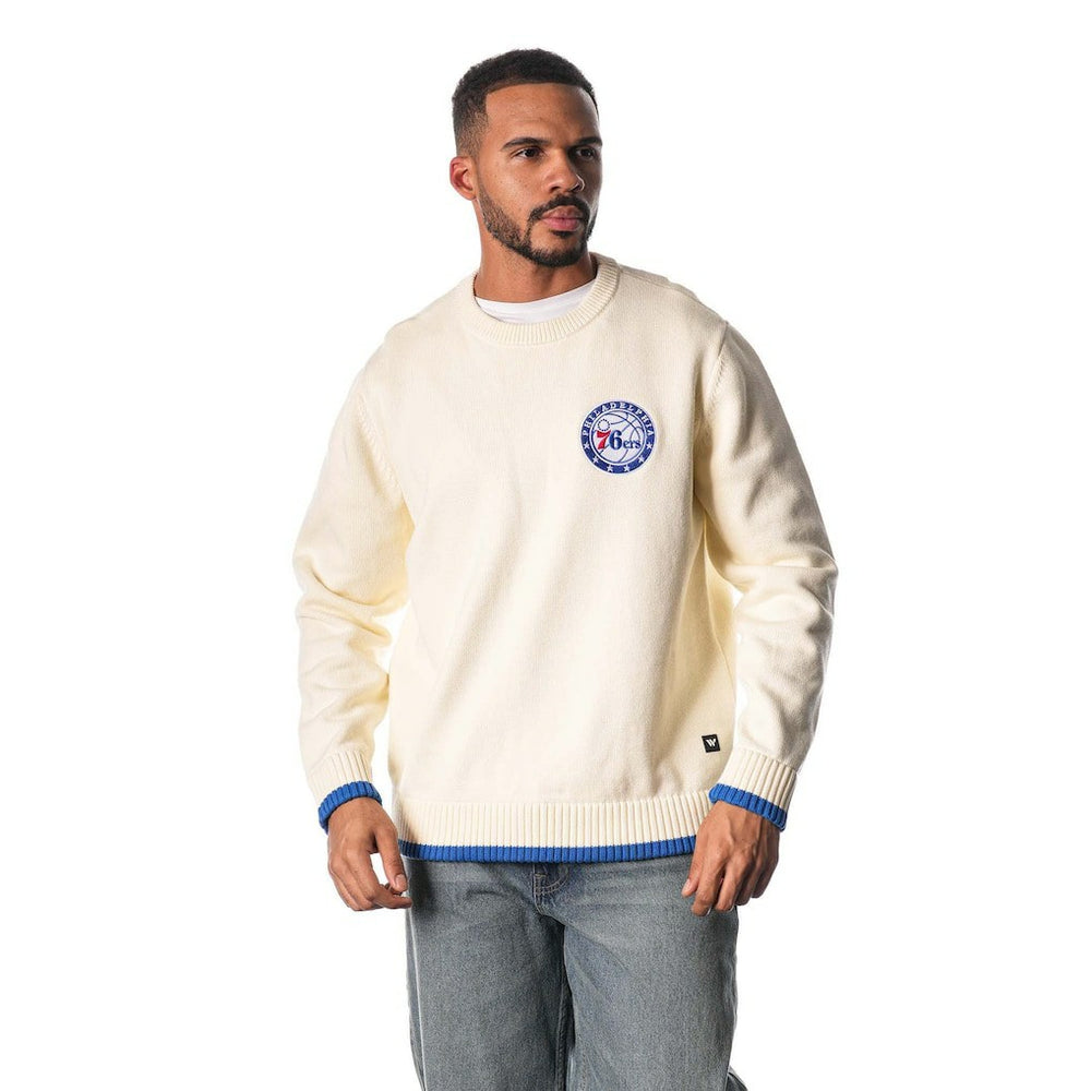Philadelphia 76ers The Wild Collective Unisex Jacquard Knit Pullover Sweater Cream - NBA
