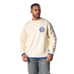 Philadelphia 76ers The Wild Collective Unisex Jacquard Knit Pullover Sweater Cream - NBA