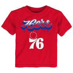 Philadelphia 76ers Youth Bubbly Script T-Shirt Red - NBA
