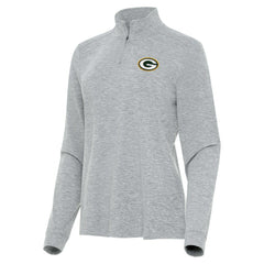 Green Bay Packers Antigua Women's Mentor Quarter-Zip Jacket Heather Gray | NFL