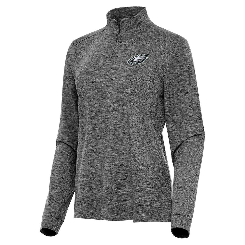 Philadelphia Eagles Antigua Women's Mentor Quarter-Zip Jacket Heather Black | NFL