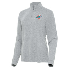 Miami Dolphins Antigua Women's Mentor Quarter-Zip Jacket Heather Gray | NFL