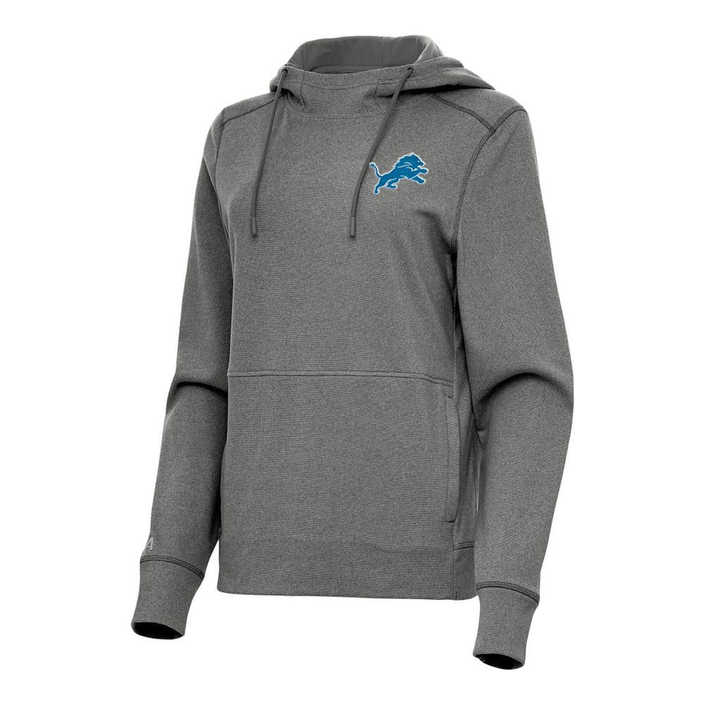 Detroit Lions Antigua Women's Justice Pullover Hoodie Heather Black | NFL