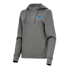 Detroit Lions Antigua Women's Justice Pullover Hoodie Heather Black | NFL