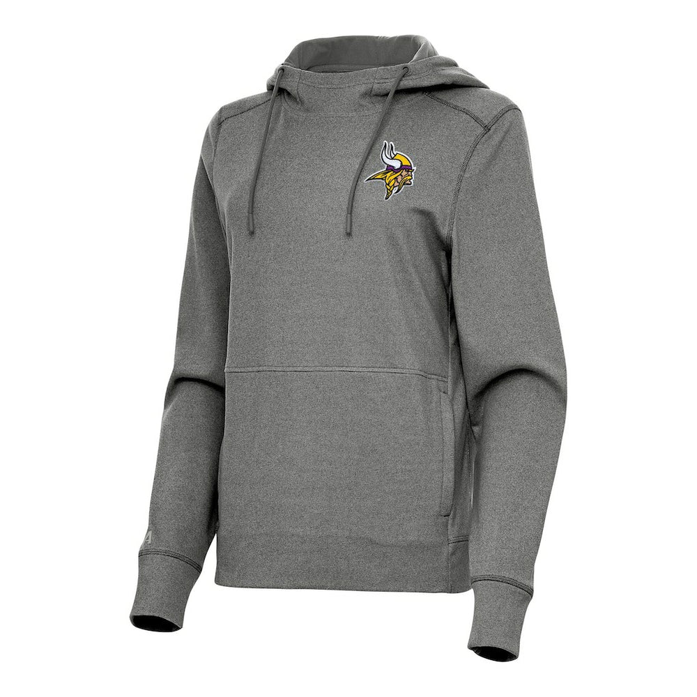 Minnesota Vikings Antigua Women's Justice Pullover Hoodie Heather Black | NFL