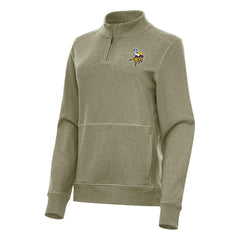 Minnesota Vikings Antigua Women's Crush Quarter-Zip Jacket Heather Olive | NFL