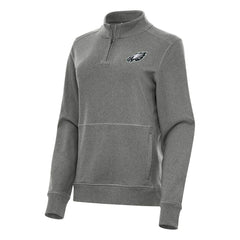 Philadelphia Eagles Antigua Women's Crush Quarter-Zip Jacket Heather Black | NFL