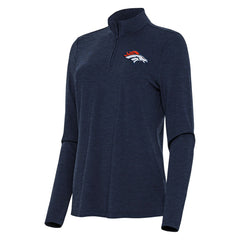 Denver Broncos Antigua Women's Bright Quarter-Zip Sweatshirt Heather Navy | NFL