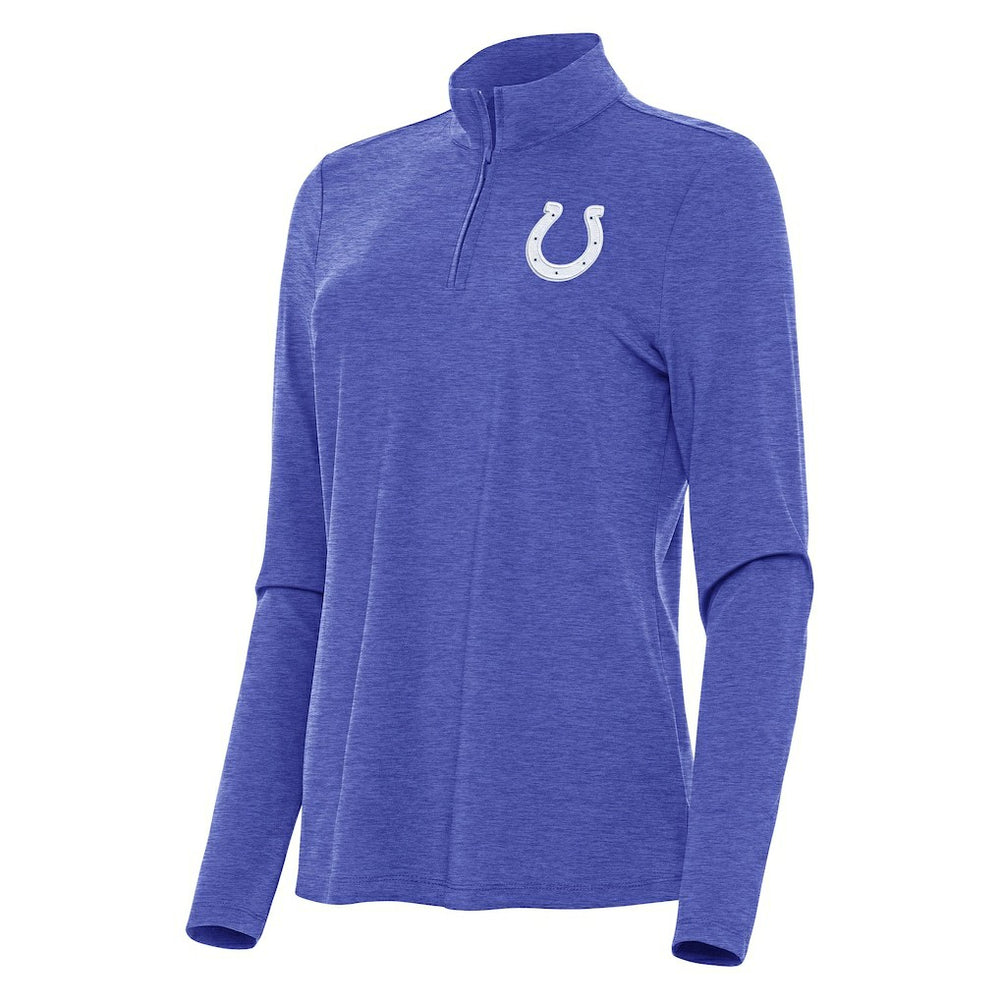 Indianapolis Colts Antigua Women's Bright Quarter-Zip Sweatshirt Heather Royal | NFL