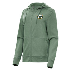 Green Bay Packers Antigua Women's Seeker Full-Zip Hoodie Jacket Heather Green | NFL