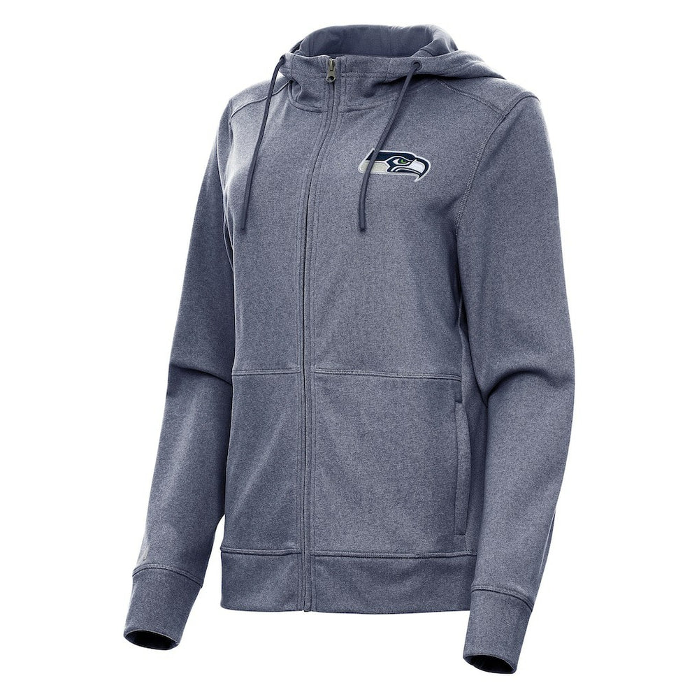 Seattle Seahawks Antigua Women's Seeker Full-Zip Hoodie Jacket Heather College Navy | NFL